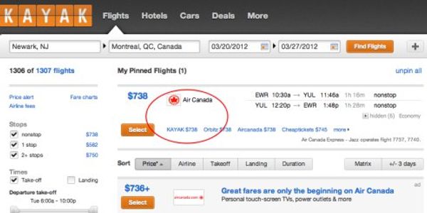 Kayak goes direct-connect with Air Canada and debuts split-booking hotel rates