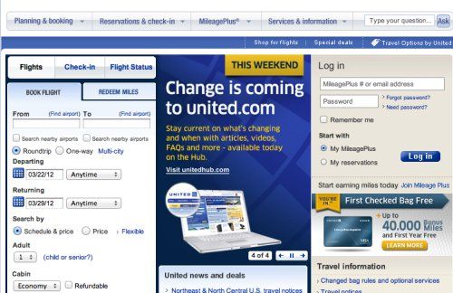 continental airlines reservations website