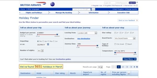 British Airways debuts Holiday Finder inspiration tool