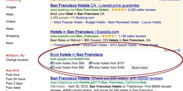 Google repositions Hotel Finder atop organic search results