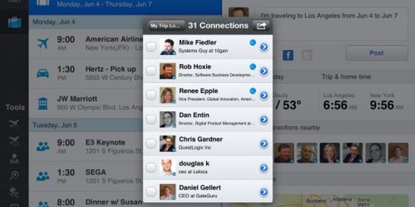 WorldMate iPad app keeps tabs on LinkedIn connections