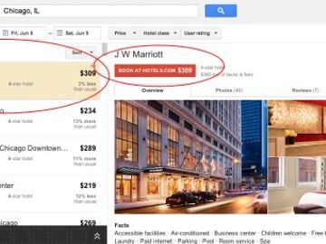 Google Hotel Finder -- OTA advertisers commandeer hotel pages