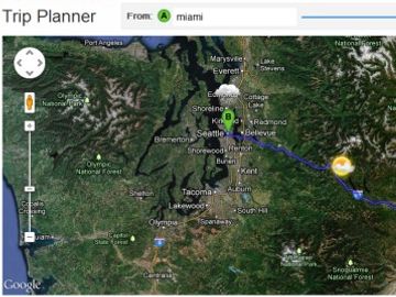 Trip planning and weather on a single map - an obvious and helpful combination