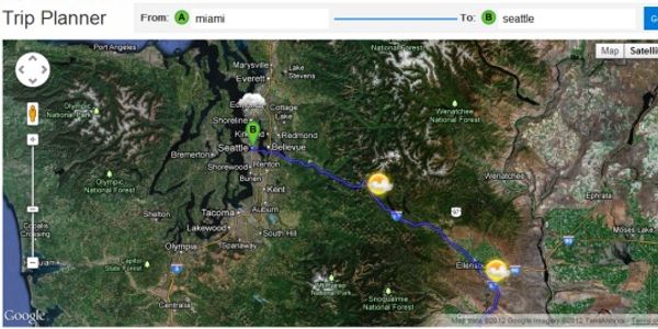 Trip planning and weather on a single map - an obvious and helpful combination