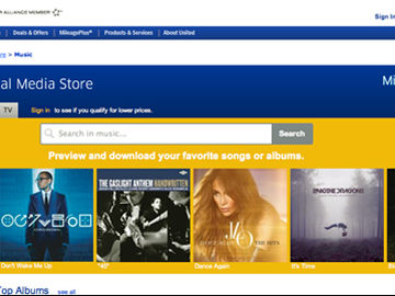 United Airlines frequent flier miles can now buy music, movies