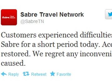 Sabre latest to suffer reservation system outage, major airlines and hotel GDS hit