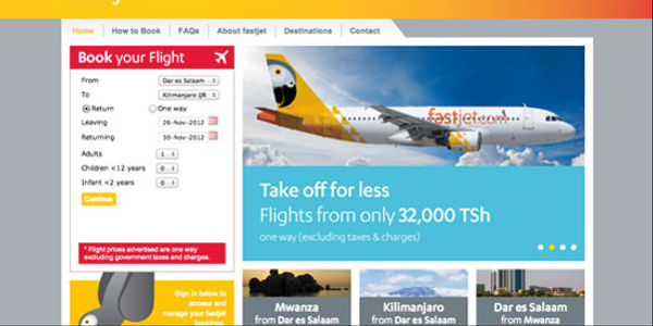African airline Fastjet launches with digital push by Bozboz, following the easyJet model