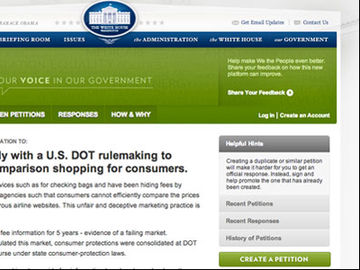 A US e-petition questions airlines' ancillary sales practices, and UK authorities warn travel sites about fare display rules