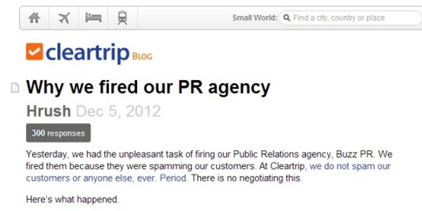 Realised your PR agency is spamming valuable contacts? Fire it and then tell the world