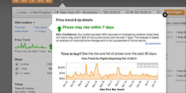 Kayak adds price forecasts to US and UK fare search, saying it's better than Bing Travel