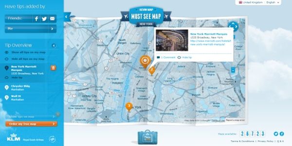 KLM is at it again - combines the social graph, things-to-do and maps