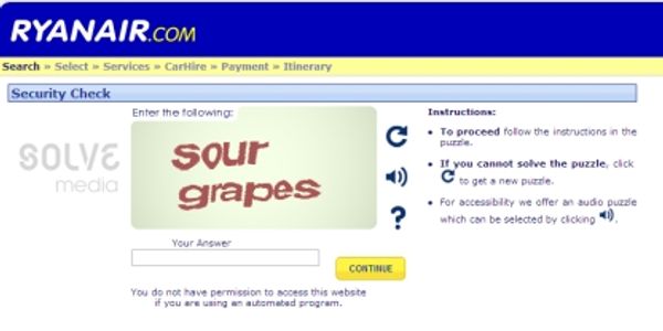 Ryanair abandons Captcha online security for simpler, more friendly system