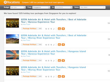 Flocations pivots from search-by-price-on-map to a holiday package listing portal