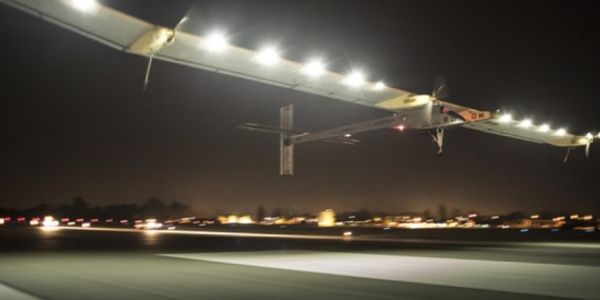 Solar powered plane begins historic flight - in the dark