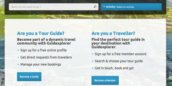 Guidexplorer links travelers to tour guides, providing an online sales platform for guides
