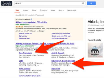 Understanding search: Google gives localized sitelinks for Airbnb and Yelp queries in the US