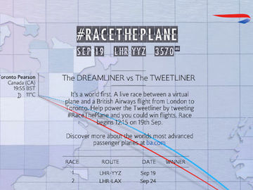 British Airways sets virtual plane on Twitter to chase new Boeing 787