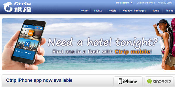 Ctrip seeing steady growth of 30%, dominated hotel and flight bookings