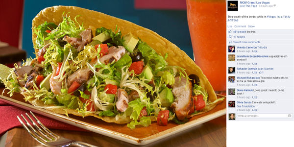 Hotels on Facebook: pictures of restaurant food and scenery most popular