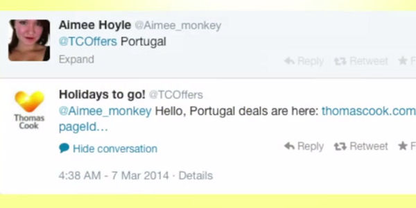 Thomas Cook launches automated travel deal request service on Twitter