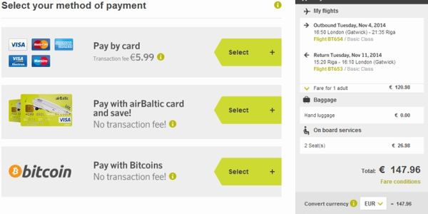 AirBaltic hops on Bitcoin bandwagon, transaction fee vanishes