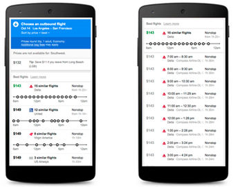 Google Flight search mimics another Hipmunk UX trick