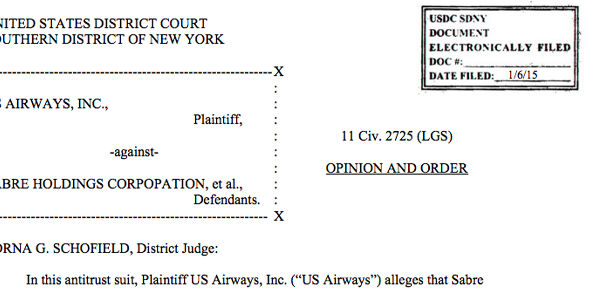 US Airways vs Sabre staggers on, with up to $362M at stake