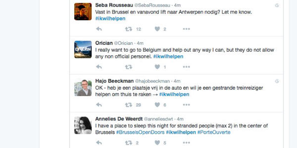 Belgians open their homes, offer rides, with #IkWilHelpen hashtag