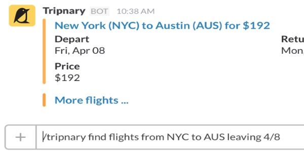 In-app travel search continues, Slack fans can now find flights