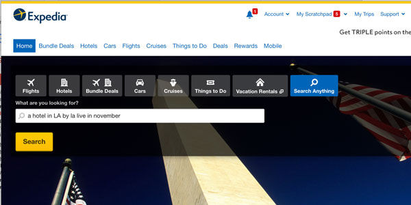 Expedia, Travelocity, Orbitz, and Wotif quietly add natural language search to their homepages