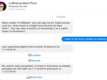 Lufthansa brings Mildred to the chat table