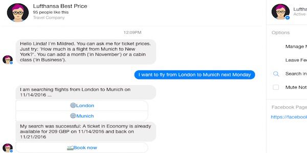 Lufthansa brings Mildred to the chat table