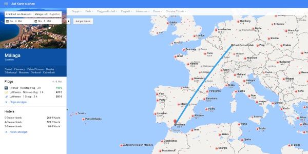 Google tests search for package travel in Europe