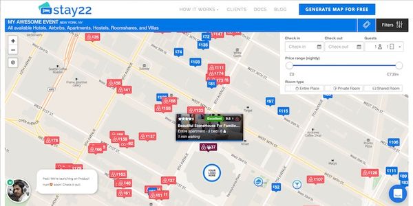 Startup pitch: Stay22 offers map-based accommodation booking for events