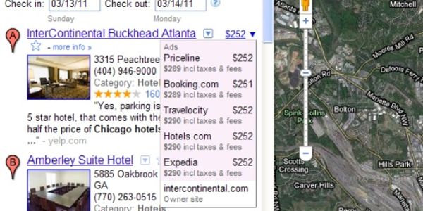 Google Maps to get hotel pricing from Pegasus Solutions