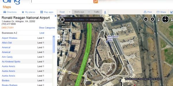 Bing Maps plots US airport maps