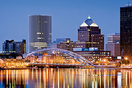 Rochester night skyline