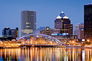 Rochester night skyline