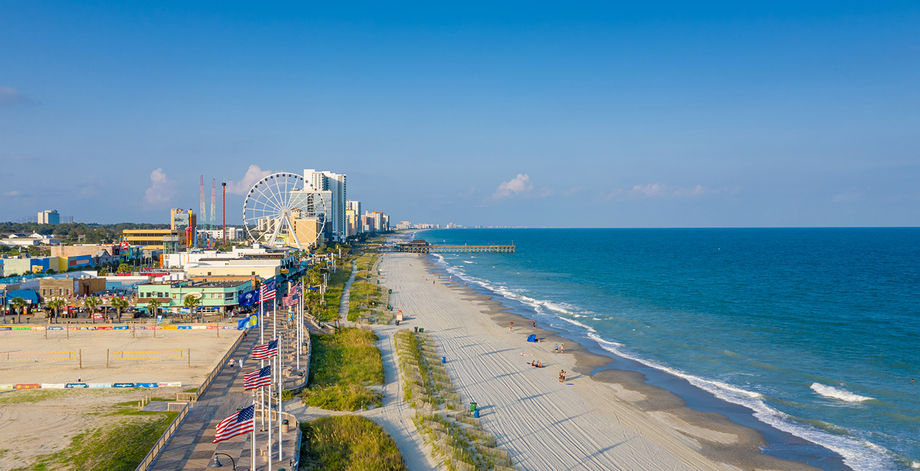 Aerial view of the gorgeous Myrtle Beach coastline