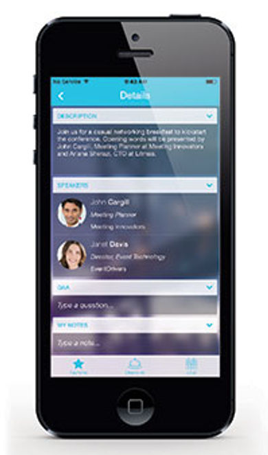 QuickMobile has developed its
app to better meet planners'
evolving demands