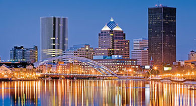 Rochester night skyline stock Rochester night skyline stock