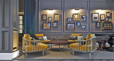 The elegant lobby of the new Kimpton Charlotte Square in Edinburgh