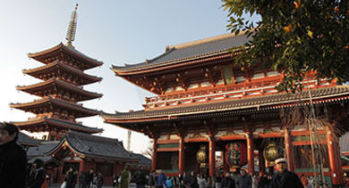 Sensoji, a Buddhist temple located in Asakusa, is one of Tokyo’s most colorful and popular temples