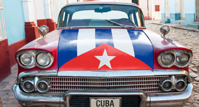 cuba flag car