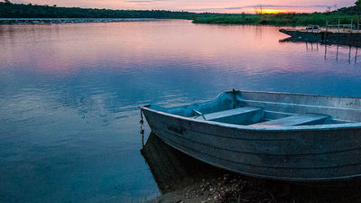The Victoria Nile, a river which begins in Uganda, forms the upper section of the Nile River and squeezes through Murchison Falls. // (c) Bob Demyan