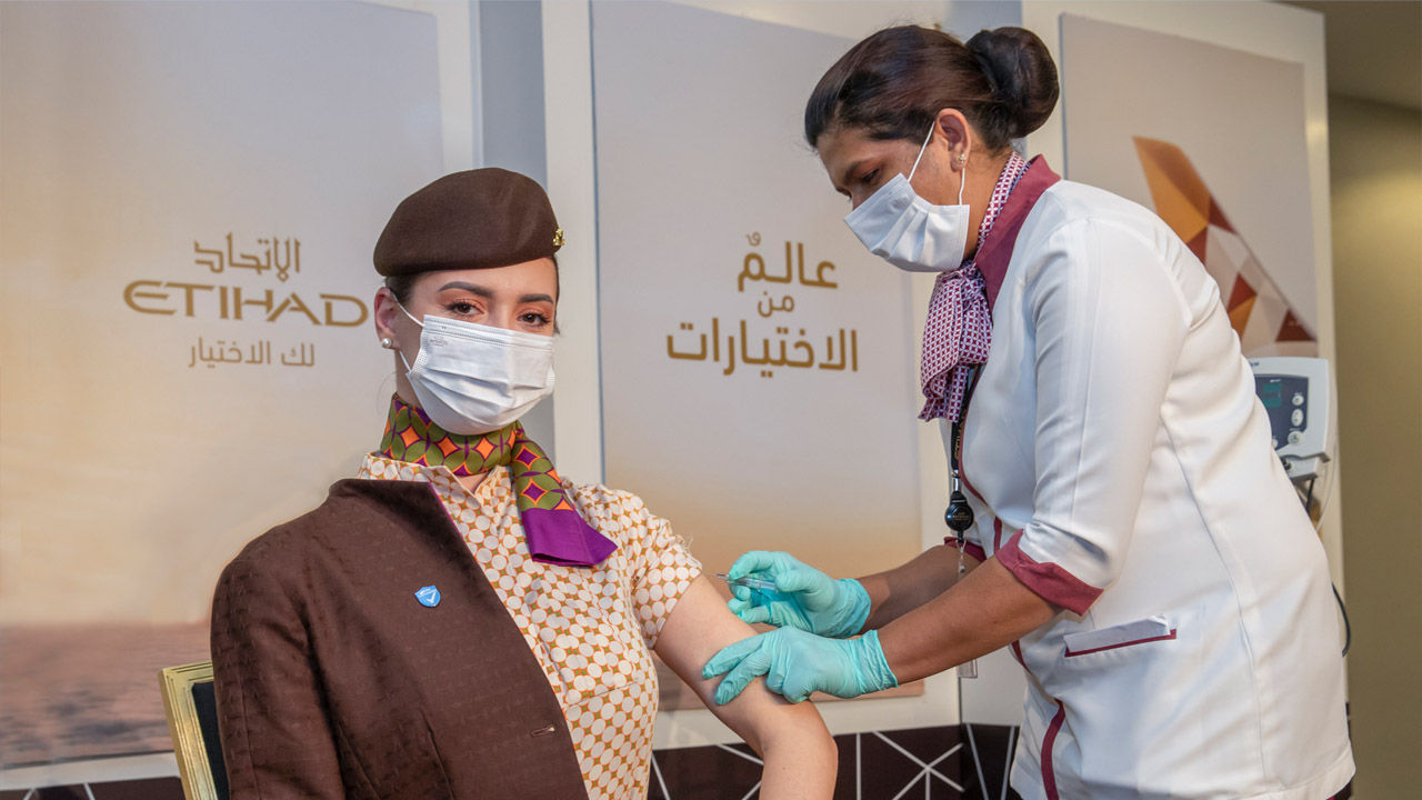 Etihad Airways is the first airline to vaccinate all of its cabin crew and operating pilots.