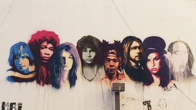 This famed mural in Tel Aviv’s Florentin neighborhood features celebrities who died at age 27.