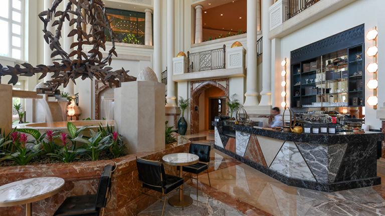 The brighter, more airy lobby showcases bespoke Italian furnishings.