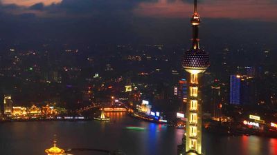 Stunning vistas, such as this night view from the Grand Hyatt Shanghai, are a treat for visitors. // © 2013 Gary Bowerman 2