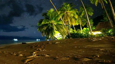Qamea Resort and Spa Fiji is located on a beach. // © 2016 Qamea Resort and Spa Fiji
